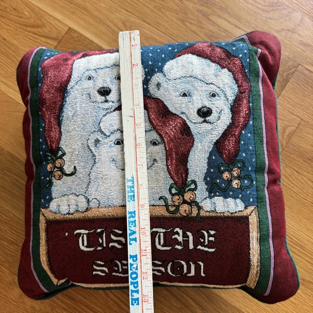 Newport Tis The Season Polar Bears Tapestry Throw Pillow Christmas